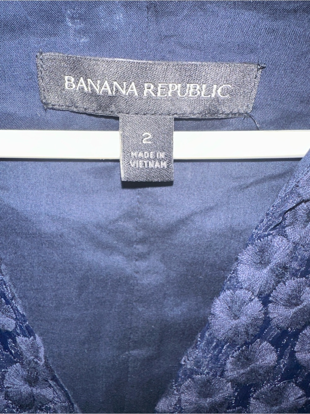 Banana Republic Navy Lace V‑Neck Fit & Flare Dress with Bell Sleeves - Picture 3 of 3